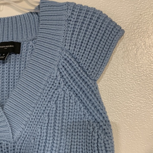 BANANA REPUBLIC WOMENS TEXTURED V NECK KNIT SWEATER BLUE SMALL - Picture 4 of 7